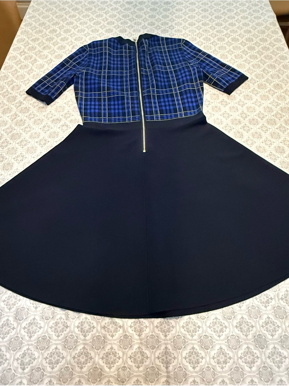 Ted Baker Nilar Knitted Check Skater Dress, Blue Size 6(Ted 2) - Picture 9 of 16